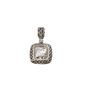 John Hardy Palu Hammered Sterling Silver Cable Square Pendant