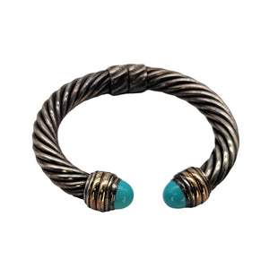 David Yurman Sterling Silver and Turquoise Cable Classic Hinged Cuff Bracelet