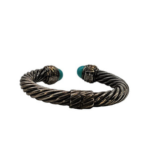 David Yurman Sterling Silver and Turquoise Cable Classic Hinged Cuff Bracelet