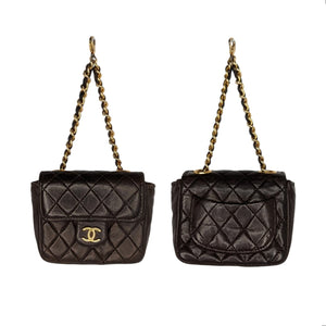 Chanel Vintage Brown Lambskin Quilted Micro Mini Flap Belt Bag Charm -  TheRelux.com
