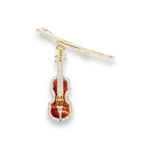 18K Gold, Platinum, & 1.50ctw Diamond 'Stradivarius' Bow Brooch