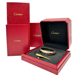 Cartier 18K Yellow Gold & Diamond 'Love' Bangle Bracelet - Sz. 17