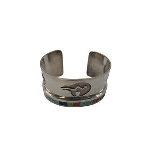 Navajo Martin Slim Sterling Silver Multi Stone Inlay Cuff Bracelet Size 6 3/4