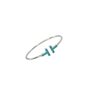 Tiffany and Co. Wire Turquoise and 18k White Gold T Bracelet