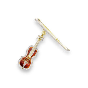 18K Gold, Platinum, & 1.50ctw Diamond 'Stradivarius' Bow Brooch