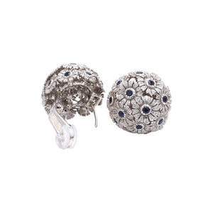 'En Tremblant' 18K WG Sapphire & Diamond Flower Cluster Clip-On Earrings