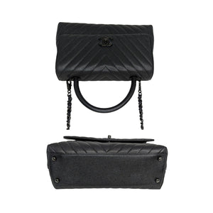 Chanel Medium Chevron So Black Coco Handle Bag