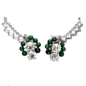 Platinum & 14K White Gold 3.80ctw Diamond & Emerald Drop Earrings
