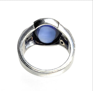 Platinum, 0.50ctw Diamond & Synthetic Sapphire Ring - Sz. 6.25