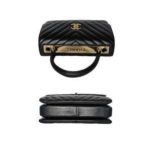 Chanel Black Trendy CC Chevron Top Handle Flap Bag