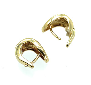 14K Two-Tone Gold Huggie Post Earrings