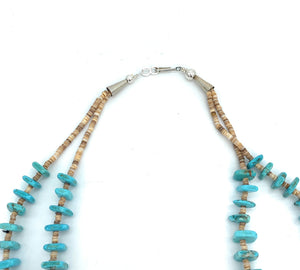 Vintage Navajo Dual Strand Turquoise & Heishi Bead Necklace