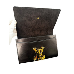 Louis Vuitton Black Calfskin Leather Chain Louise GM Bag