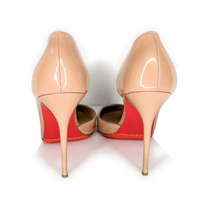 Christian Louboutin Iriza 100 Nude Patent Leather D'Orsay Pumps 39.5