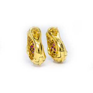18K Yellow Gold 1.75ctw Ruby & 1.10ctw Diamond Earrings