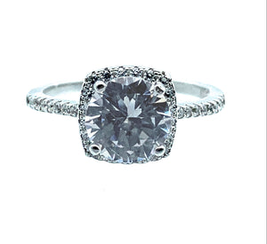 Sterling Silver 2.04ct Round CZ Statement Solitaire Engagement Ring - Sz. 7