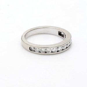 18K White Gold 0.43ctw Diamond Half-Eternity Wedding Ring - Sz. 5.25