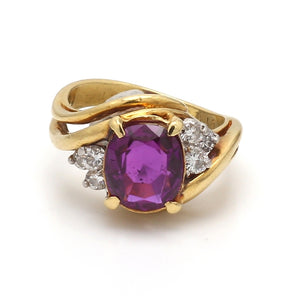 Vintage Cartier 18K Yellow Gold, Purple Sapphire & Diamond Ring