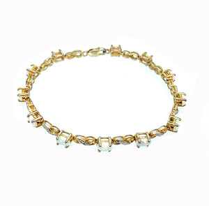 14K Gold Plated Sterling Silver Opal Infinity Bracelet
