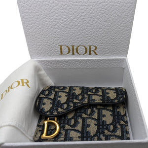 Christian Dior Saddle Flap Card Holder Compact Wallet 
