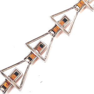 Sterling Silver Multi-Color Rectangular Cut Amber Bracelet