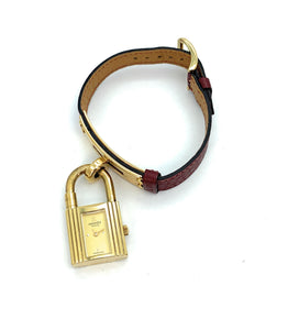 Hermès Kelly Watch Gold Lock With Barenia Calfskin Strap