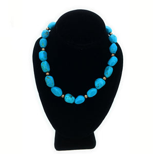 Old Pawn Sterling Silver & Large Turquoise Bead Necklace