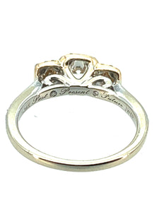 14K Two-Tone Gold & 3-Stone Diamond Engagement Ring - Sz. 6.75