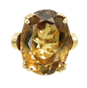 12.00ct Oval Citrine 14K Yellow Gold Cocktail Ring - Sz. 6.25