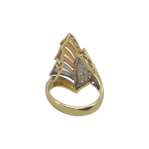 14K 3-Tone Gold 0.15ctw Diamond Ring - Sz. 7
