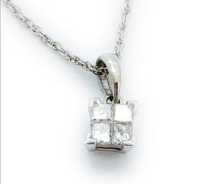 14K White Gold & 0.25ctw Diamond Pendant Necklace