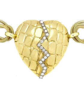 Gucci 18K Yellow Gold & 0.50ctw Diamond 'Mended Heart' Chain Necklace