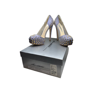 Brian Atwood Lavender Suede Studded Loca Pumps - Sz. 36