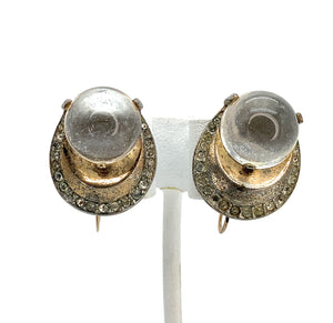 Vintage Sterling Silver & Crystal Screw-On Earrings
