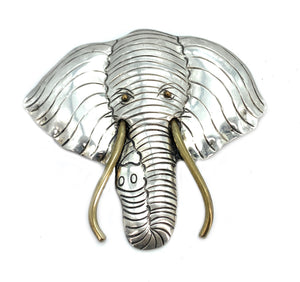 Courtney Design Sterling Silver & Brass Elephant Head Pendant Brooch