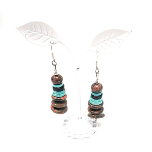 Multi-Colored Heishi and Magnesite Disk Earring