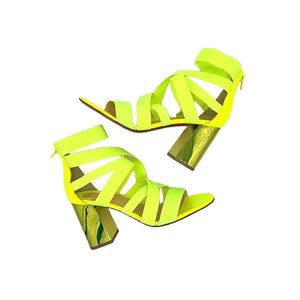 Christian Louboutin Gladipop Block-Heel Neon Sandals 38.5