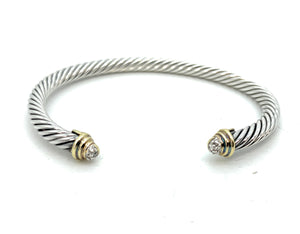 David Yurman Lot of 4 Sterling Silver, 18K YG, & Diamond KIDS Cable Cuff Bracelets