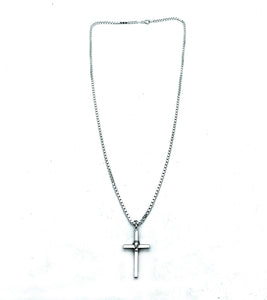 Vintage Sterling Silver Crucifix Pendant & Box Chain Necklace