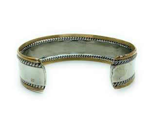 Vintage 1970's Navajo Sterling Silver & Brass Repoussé Cuff Bracelet