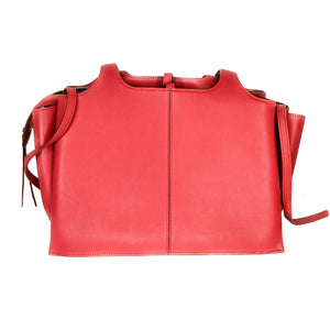 Celine Red Calfskin Leather Tri-fold Small Tote