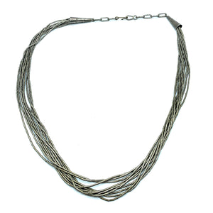 Vintage 1970's Liquid Silver 10 Strand Sterling Silver Necklace