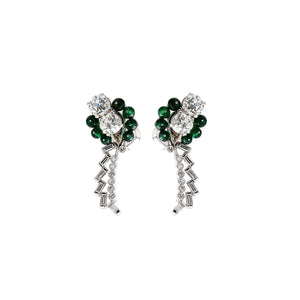 Platinum & 14K White Gold 3.80ctw Diamond & Emerald Drop Earrings
