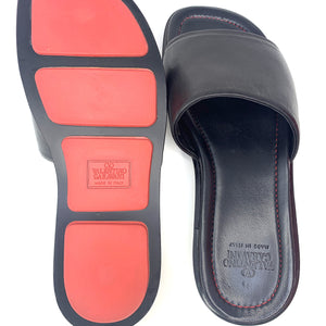 Valentino Garavani Black Leather Men's Slide Sandals- Size 44 EU/10 US