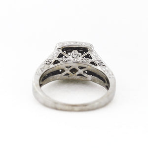 14K White Gold & 0.75ctw Diamond Halo Split Shank Engagement Ring