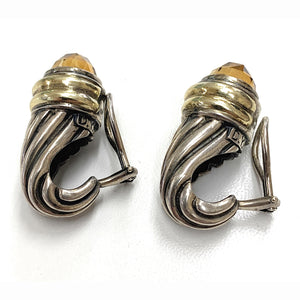 DAVID YURMAN Sterling Silver 14K Yellow Gold Citrine Shrimp Earrings