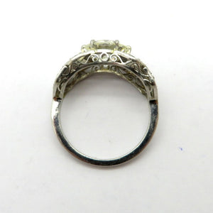Platinum 2.37 Carat Old European Cut Art Deco Style Diamond Engagement Ring, Size 7.5