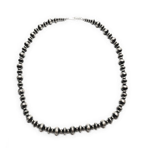 ALFRED JOE Sterling Silver Navajo Pearl Bench Bead Necklace