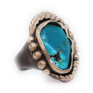 Native American sterling silver Blue gem Turquoise Ring Size 9 14