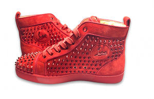 Christian Louboutin Louis Spikes High Top Sneakers Red Mens Sz 42